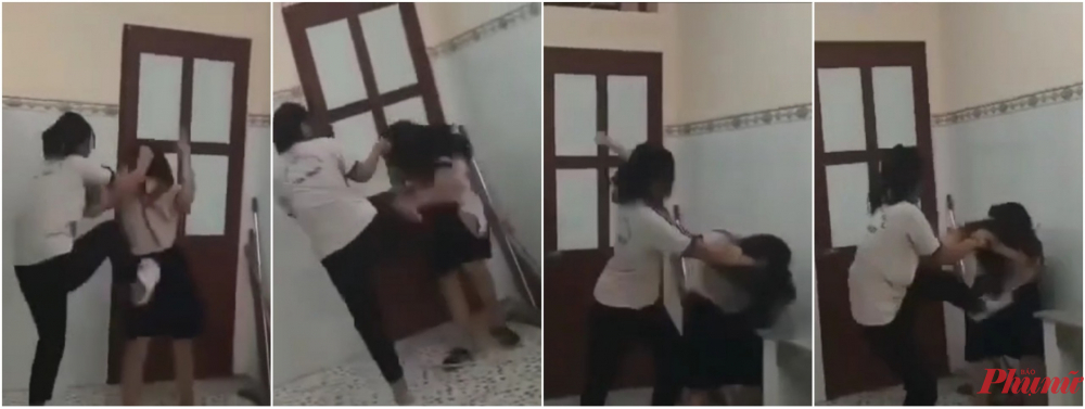 Học sinh đánh bạn tới tấp trong nhà vệ sinh trường học